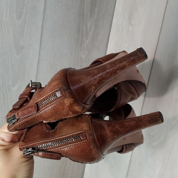 Prada Womens Ankle Zip Heels Pump Sandals shoes sz 37/7 - Picture 7 of 16